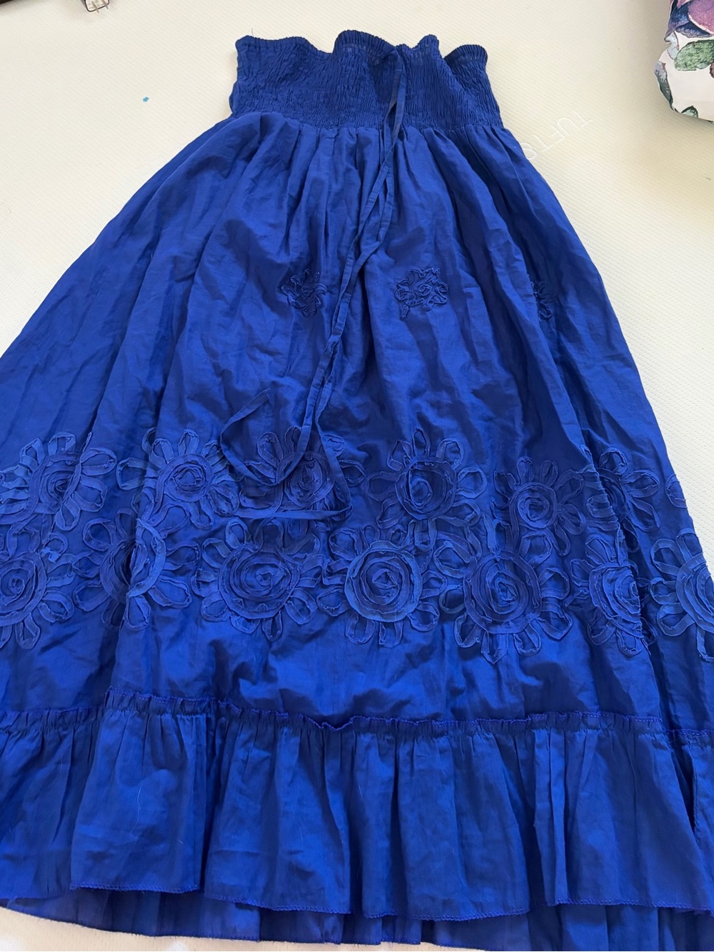 ZHISHUN Royal Blue Convertible Halter Strapless Dress Boho Rosette Maxi